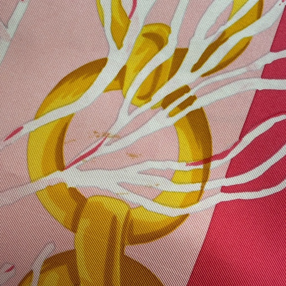 Authentic Celine Pink & Gold Seashell Silk Scarf - Picture 11 of 12